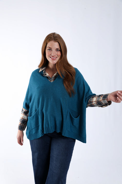 Effen korte trui van viscose-Paprika-5