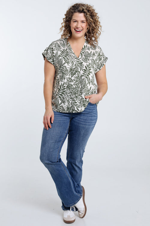  Blouse met bladmotief-Paprika-7