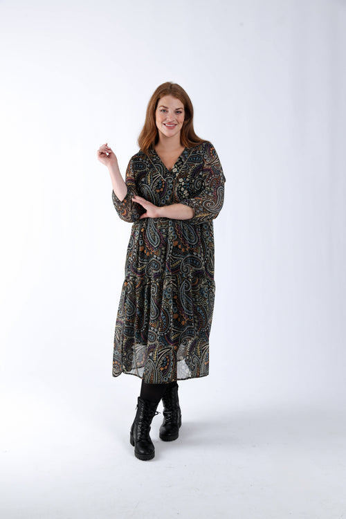 Robe imprimé cachemire-Paprika-9