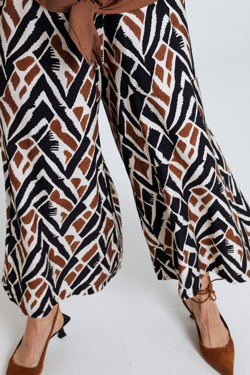 Brede viscose broek met etnische print-Paprika-6