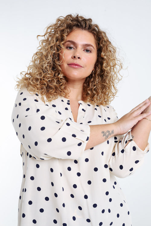 Blouse van viscose met stippenprint-Paprika-4