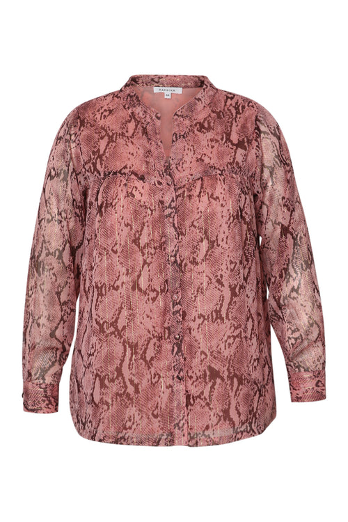 Blouse met slangenprint en lurex-Paprika-1