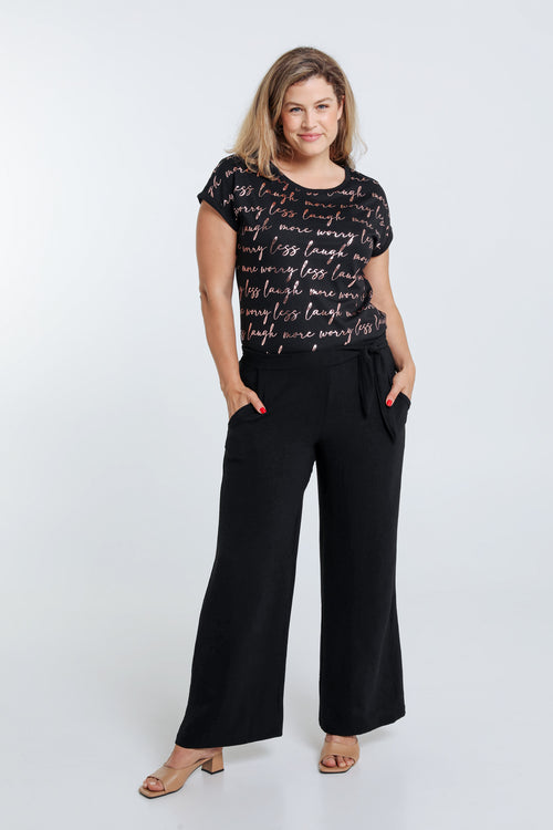 Losse, effen broek met geknoopte riem-Paprika-6