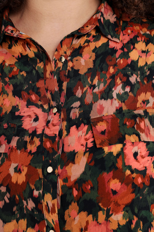Chemisier en viscose imprimé floral-Paprika-5