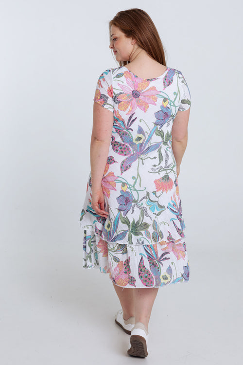 Katoenen mousseline jurk met bloemenprint-Paprika-2