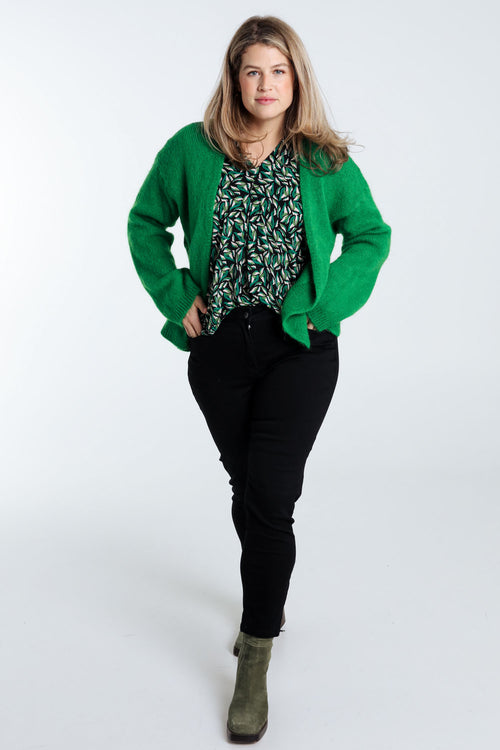 Effen, open cardigan in zacht mohair-Paprika-8