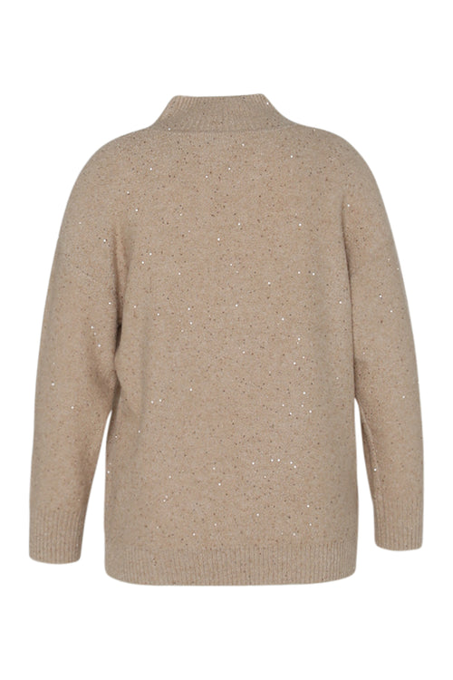 Trui met col in één kleur en glinsterend effect-Paprika-2