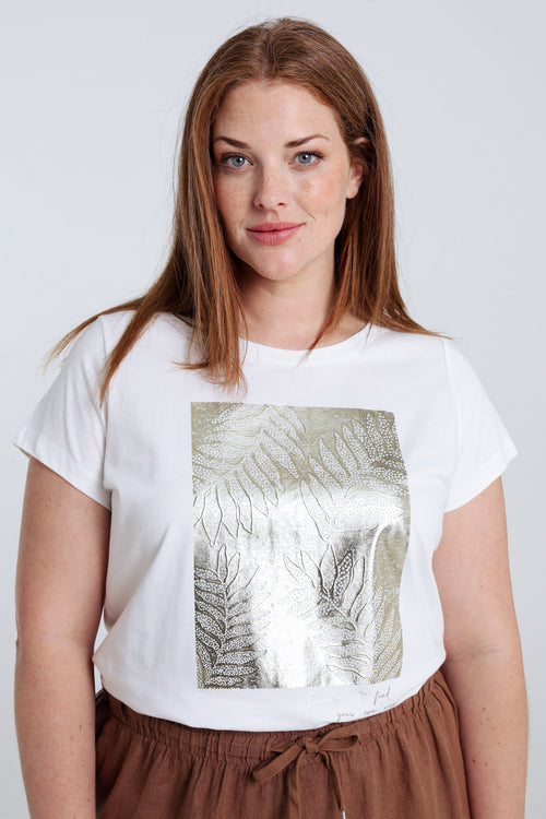 Katoenen T-shirt met folieprint-Paprika-1