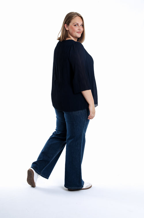 Blouse plissée unie-Paprika-2