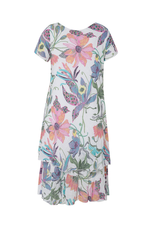 Katoenen mousseline jurk met bloemenprint-Paprika-11