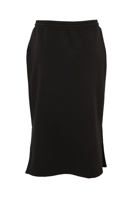 Halflange effen fleece rok-Paprika-11
