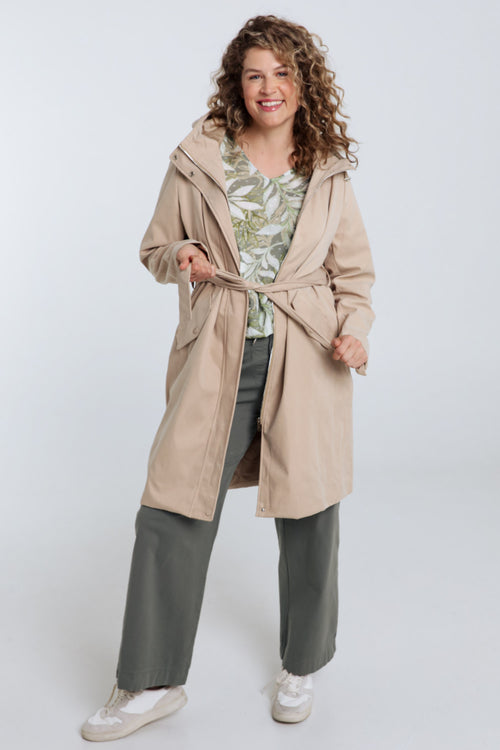 Effen mid-length trenchcoat met capuchon-Paprika-7