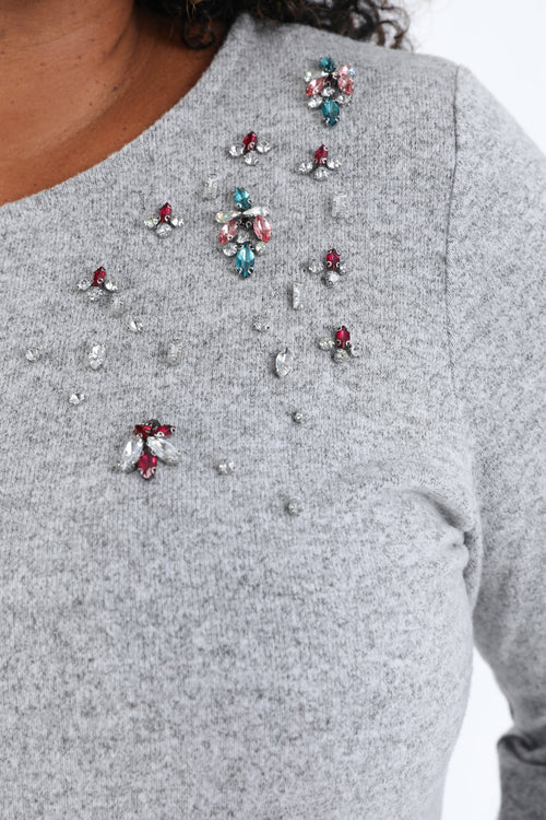 T-shirt maille chaude uni avec détail bijoux-Paprika-4