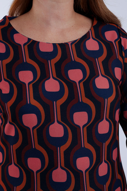 Jurk met grafische print en nauwsluitend model-Paprika-3