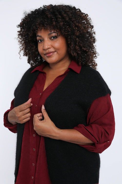 Effen mouwloos gilet-Paprika-5