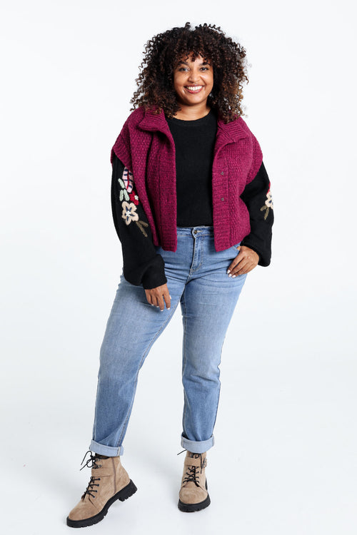 Kort, effen vest zonder mouwen met opstaande kraag-Paprika-10