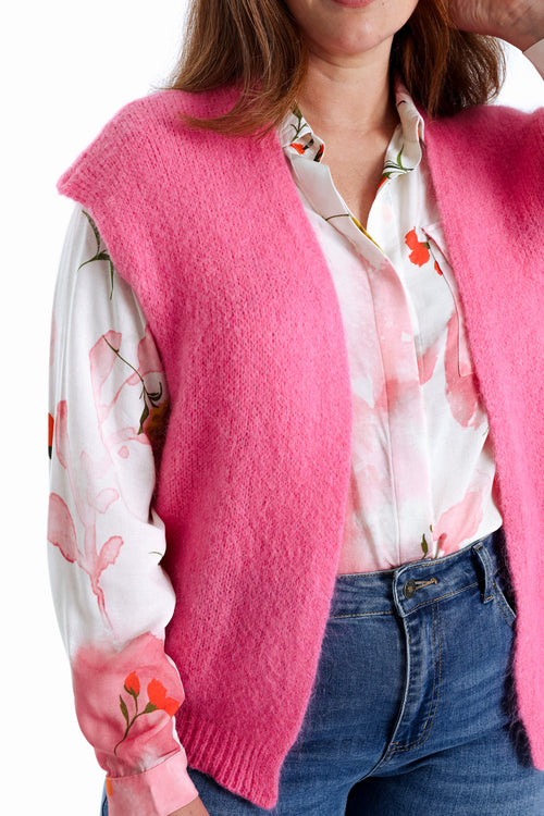 Effen mouwloos gilet-Paprika-5
