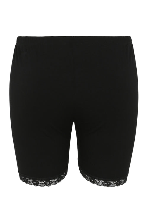 Effen leggingshort in viscose met kanten details-Paprika-9