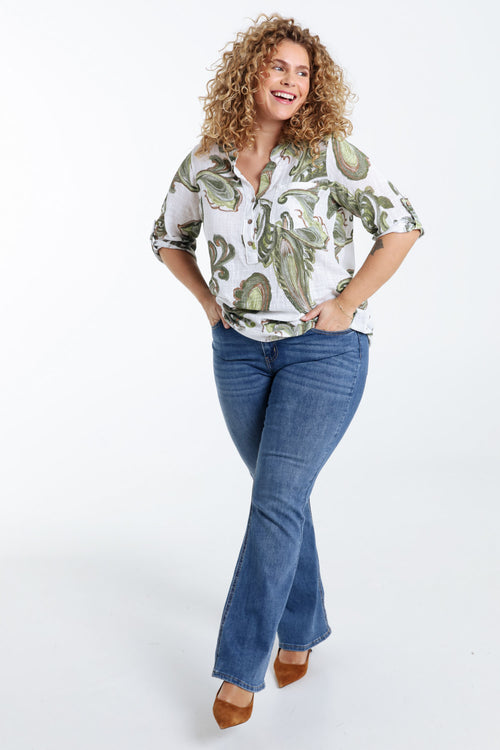 Blouse van katoen gaas met paisleyprint-Paprika-8
