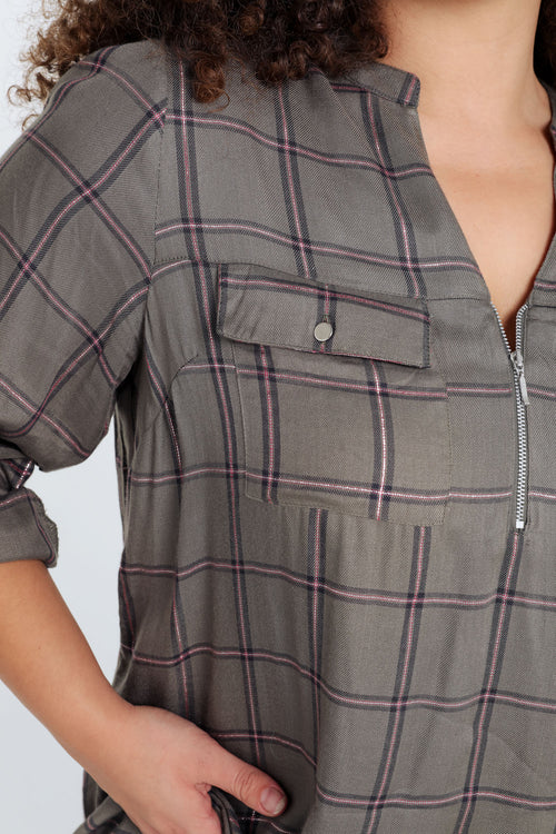 Chemise à carreaux en viscose-Paprika-4