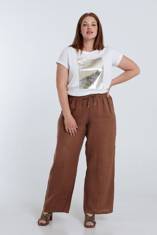 Katoenen T-shirt met folieprint-Paprika-8