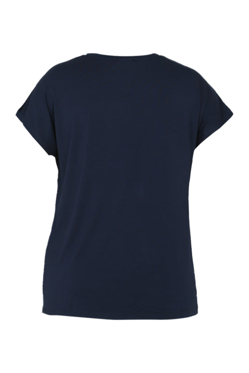 Effen T-shirt in viscose-Paprika-10