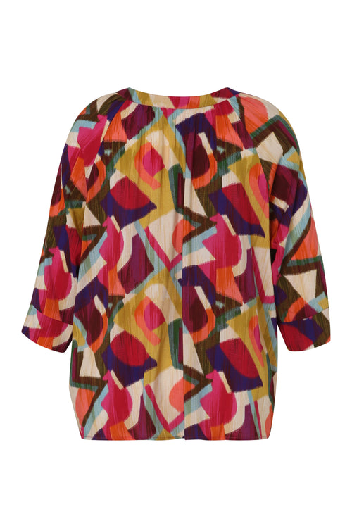 Blouse van viscose met grafische print-Paprika-11