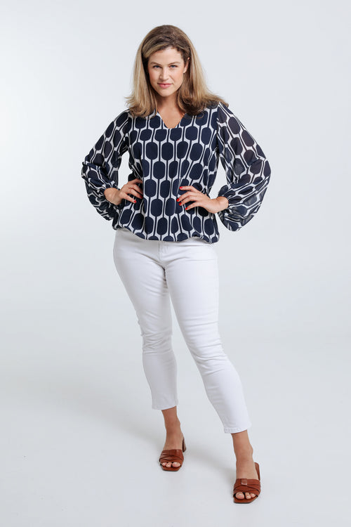 Blouse met grafische print-Paprika-6