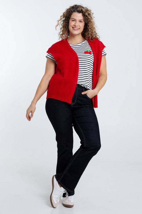 Effen mouwloos vest-Paprika-9