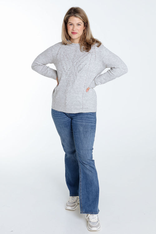 Effen trui met kabel- en strassdetails-Paprika-8