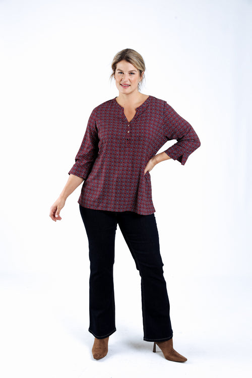 Blouse met grafische print-Paprika-6