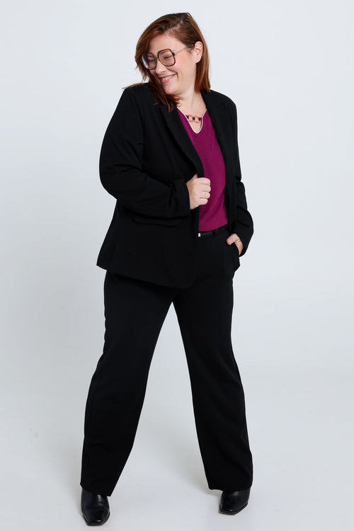 Kort, effen, getailleerd vest met bedrukte voering-Paprika-7