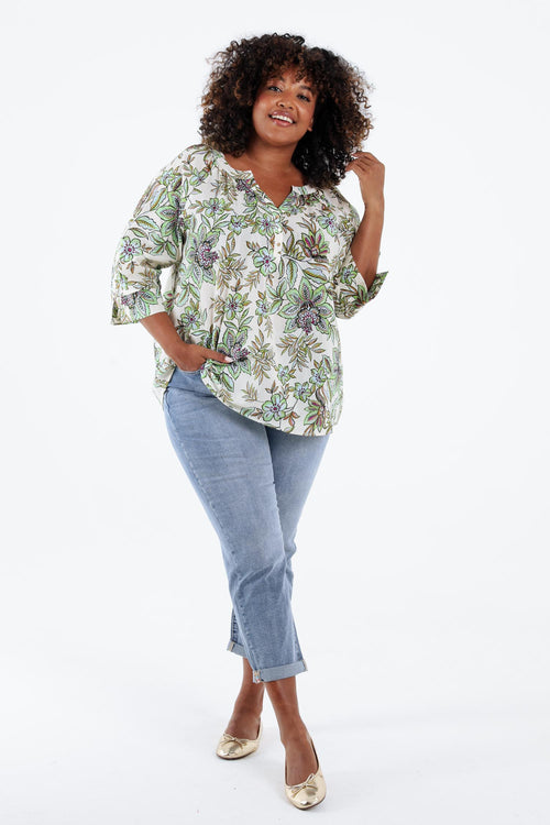 Katoenen blouse met bloemenprint-Paprika-9