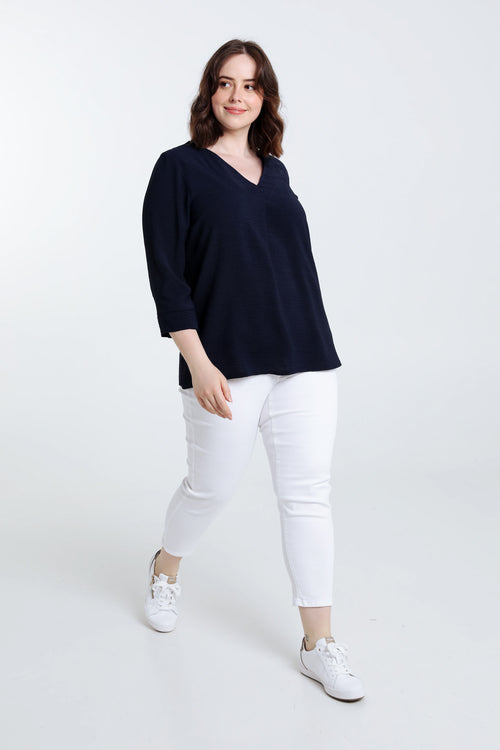 Losse, effen blouse-Paprika-9