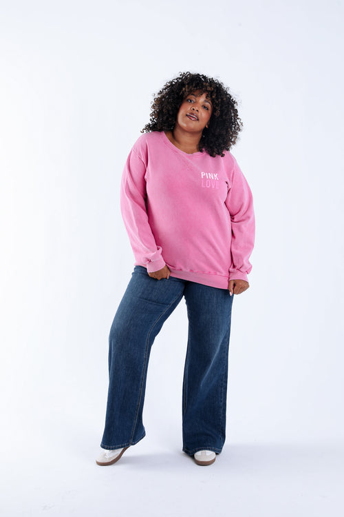 Katoenen sweatshirt Pink love oktober roze-Paprika-6