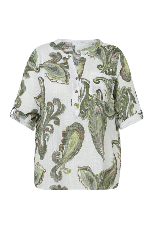 Blouse van katoen gaas met paisleyprint-Paprika-10
