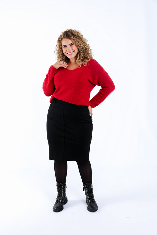 Strakke rok van effen viscose-Paprika-1