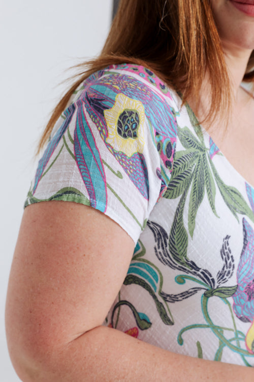 Katoenen mousseline jurk met bloemenprint-Paprika-6