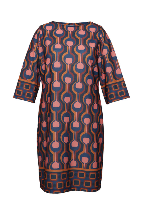 Jurk met grafische print en nauwsluitend model-Paprika-7