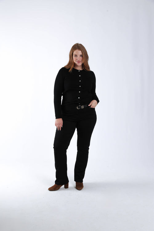 Cardigan boutonné uni avec volants-Paprika-6