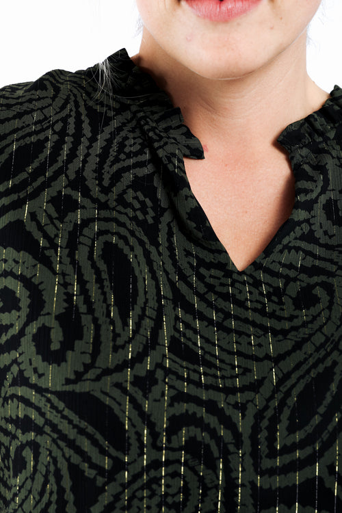 Blouse bicolore imprimé cachemire-Paprika-4