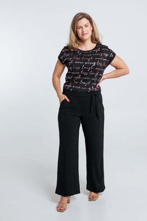 Losse, effen broek met geknoopte riem-Paprika-5