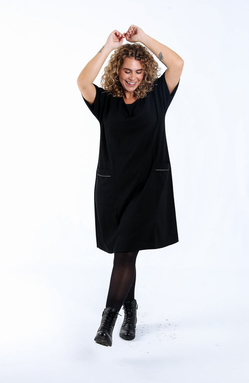 Effen korte jurk-Paprika-5