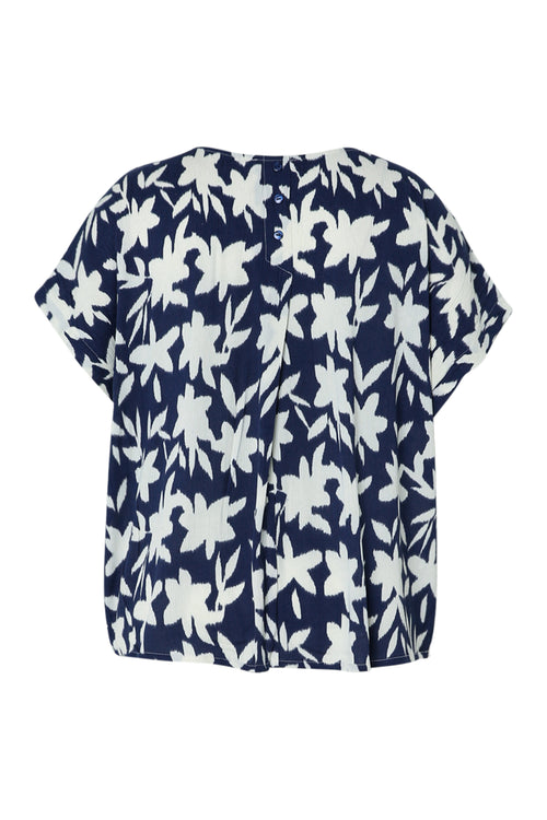 Bloes van bicolore bloemenprint viscose-Paprika-11