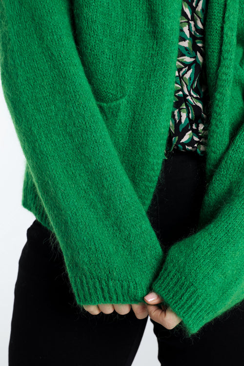 Effen, open cardigan in zacht mohair-Paprika-5