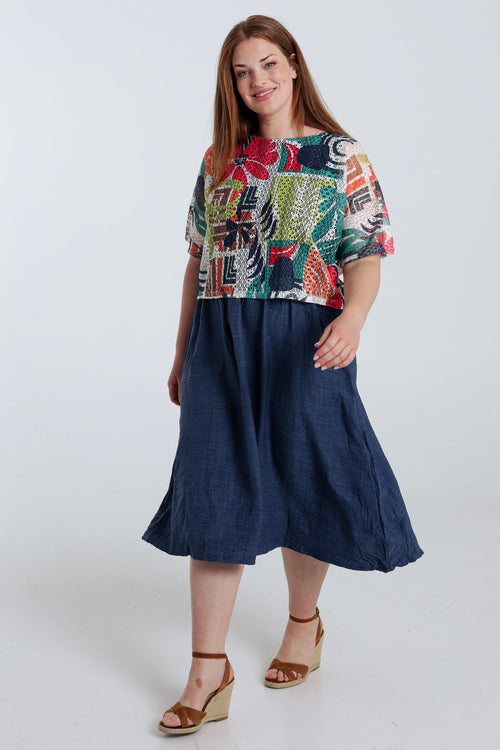 Lange 2-in-1 jurk met bloemenprint-Paprika-7
