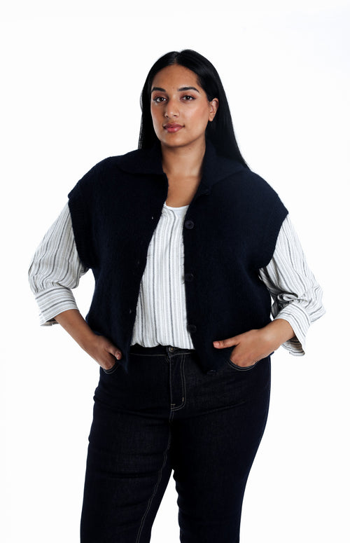 Effen korte cardigan-Paprika-1