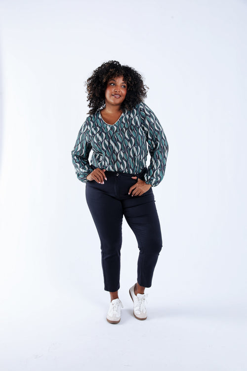 Blouse van warme gebreide stof met grafische print-Paprika-6