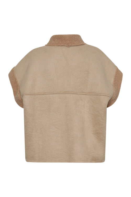 Effen gilet met schapenvachtlook-Paprika-9