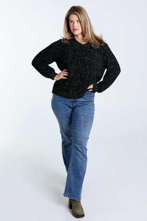 Effen popcorn gebreide trui-Paprika-9